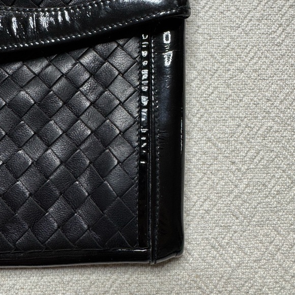 VTG Walter Katten Black Leather Intrecciato Woven Shoulder Bag Clutch Patent - Picture 4 of 11